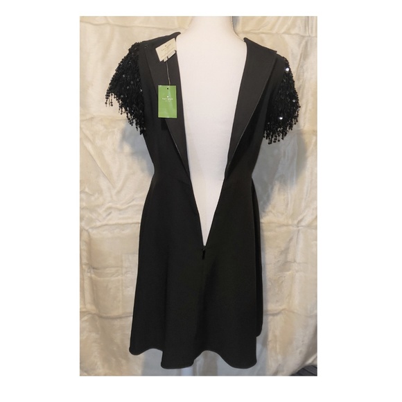 NWT Kate Spade Black sequin fringe swing dress - Picture 6 of 8